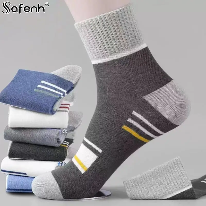 

1pair Men Cotton Socks Spring Mid Tube Socks Sweat-absorbing Breathable Anti-odor Sports Socks For Man