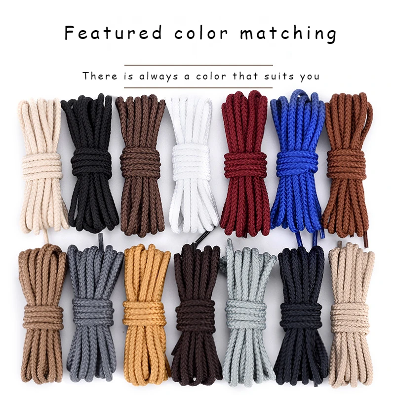 Solid round Shoelaces Rhubarb Tooling for Shoe Boots-Leather Shoe Laces in 14 Colors 80/100/120/160 Cm Length