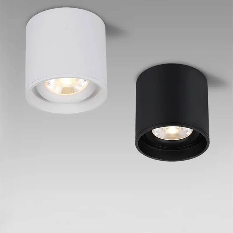 Lâmpada de teto LED rotativa para casa, montagem em superfície regulável, teto preto, luz descendente, lâmpada COB, luz de fundo, 7W, 12W, 15W, 18W