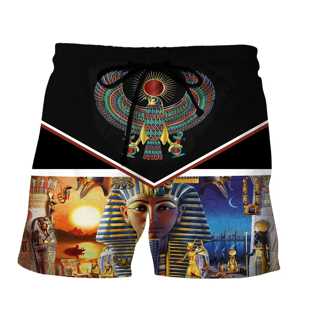 SONSPEE Egyptian Pyramids 3D Printing Shorts Summer Vintage Clothing Men Women Ancient Egypt  Art Beach Hip Hop Short Pants