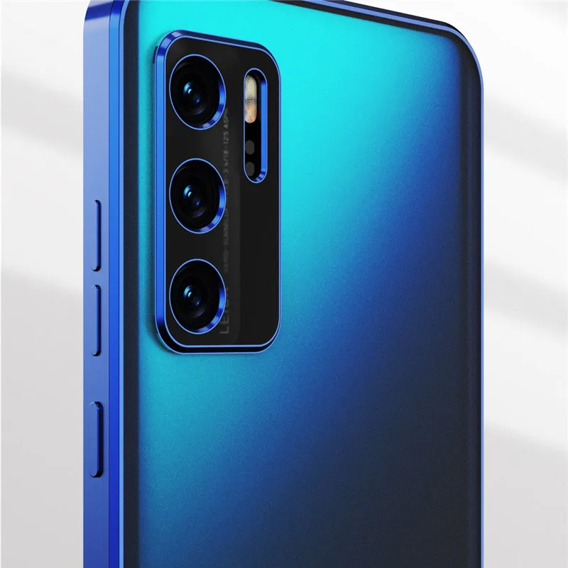 Plating Frame Transparent Matte Anti Fingerprint TPU Case For Huawei P50 P50E P40 Pro Airbag Anti-drop Full Cover Shell_voghion.com