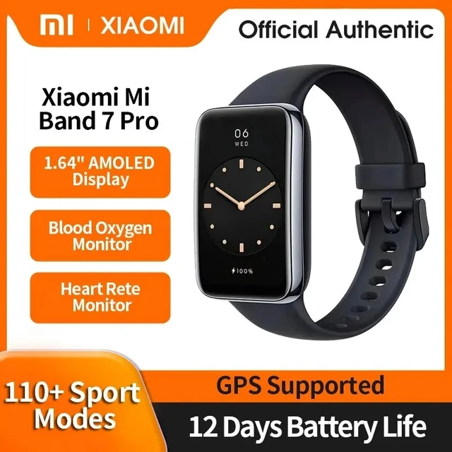 Xiaomi Smart Band 7 Pro (Global Version) with GPS, Health & Fitness  Activity Tracker High-Res 1.64 AMOLED Screen, Heart Rate & SPO₂  Monitoring, 110+