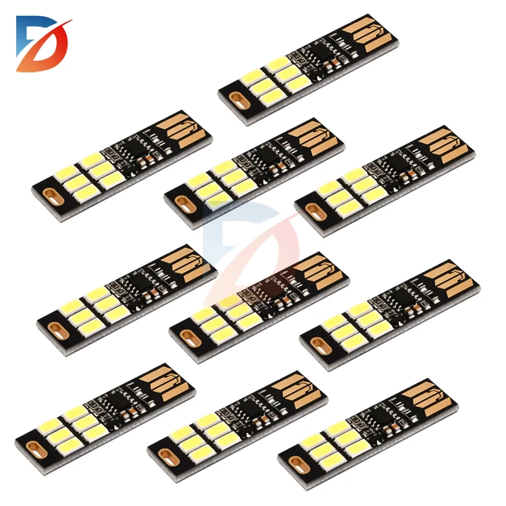 Mini lampe LED USB 5730 à 6 LED, 5V, avec capteur tactile, intensité réglable, pour banque d'alimentation, ordinateur portable, lecture de livres, lampe de table, 10/5/1 pièces