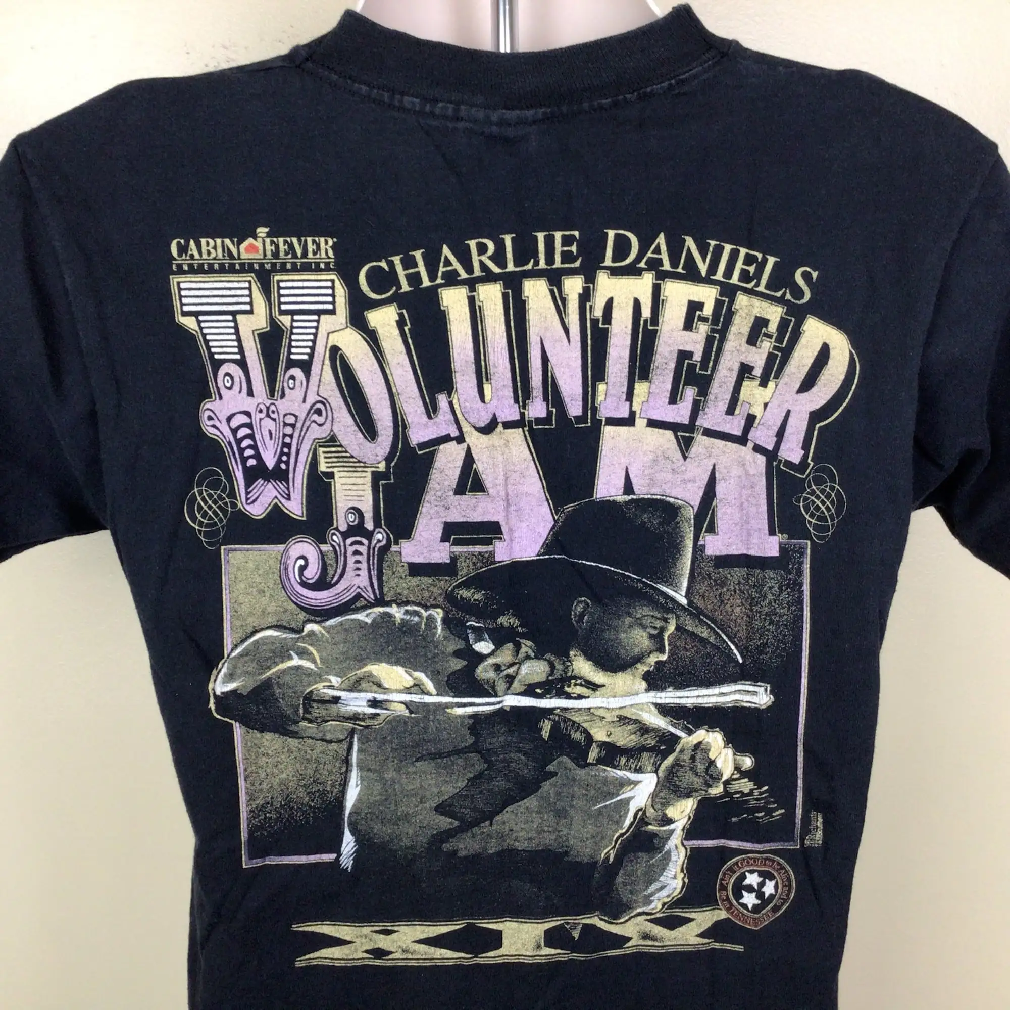 Vtg 1991 Charlie Daniels Band Volant Jam Concert Tshirt Black M Anni '90 Classic Rock Country Band