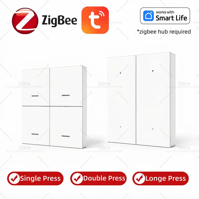ZigBee Tuya Scene Switch 4 Gang 12 Scenario Wireless Push Button Controller Battery Powered For Smart Life APP Home Automation