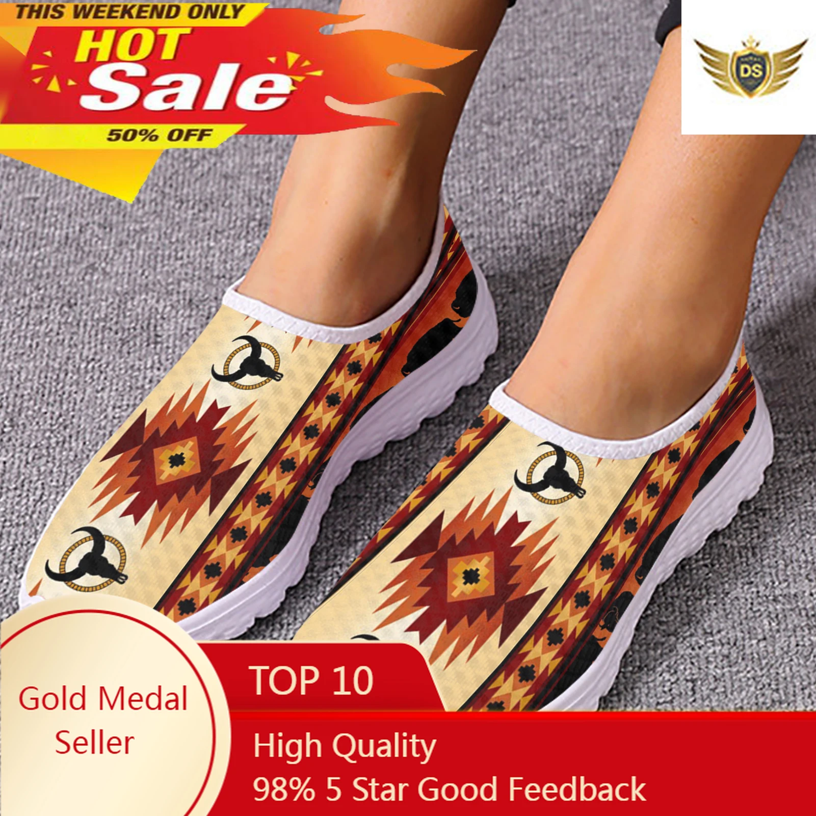 Comfortable Flat Loafers Tribal Ethnic Summer Slip On Shoes Aztec Animal Design Women's Home Mesh Shoes Zapatos instantarts slip on women s medical flat shoes summer comfortable breathable mesh sneakers casual loafers nurse shoes zapatos