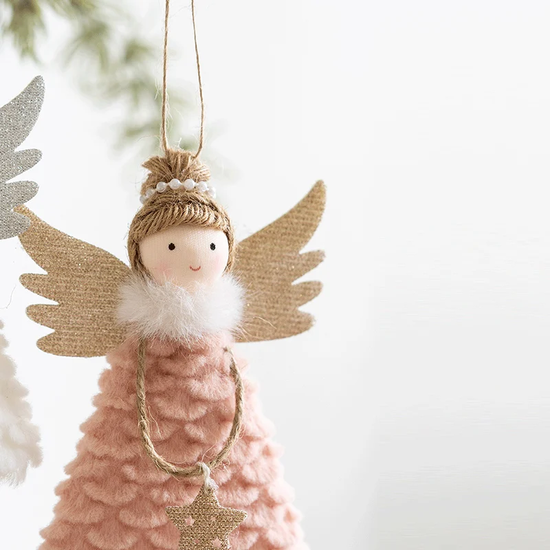 New Christmas Girl Ballet Angel Christmas Tree Pendant Mouse Doll Pendant  Plush Hanging Xmas Decoration Charms New Year Gifts 2