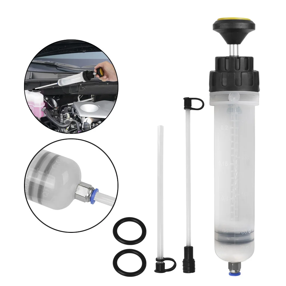 Seringue Transfert Huile 200 Ml - Pompe Manuelle Pour Fluides - Tuyaux Flexibles Inclus - Pour Moteur, Hydraulique, Bateaux