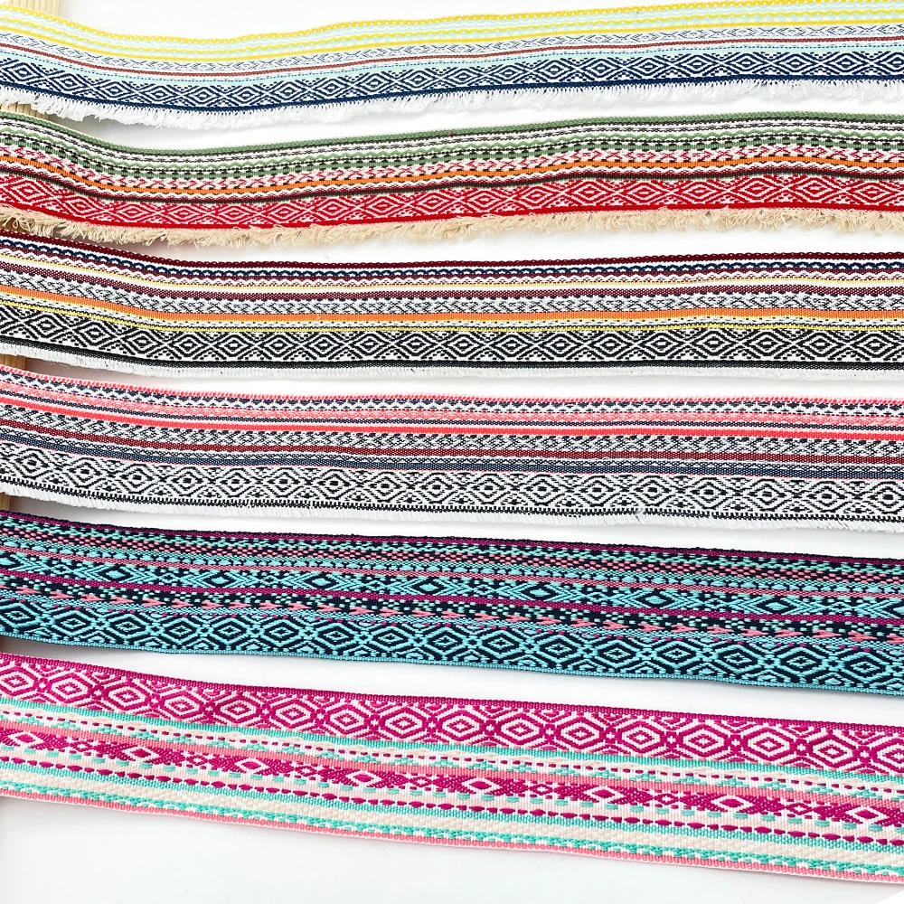 

High Quality Polyester Cotton Jacquard Webbing DIY Sewing Webbings Ribbons Clothes Bag Straps Hats Decorative Tapes Fabric
