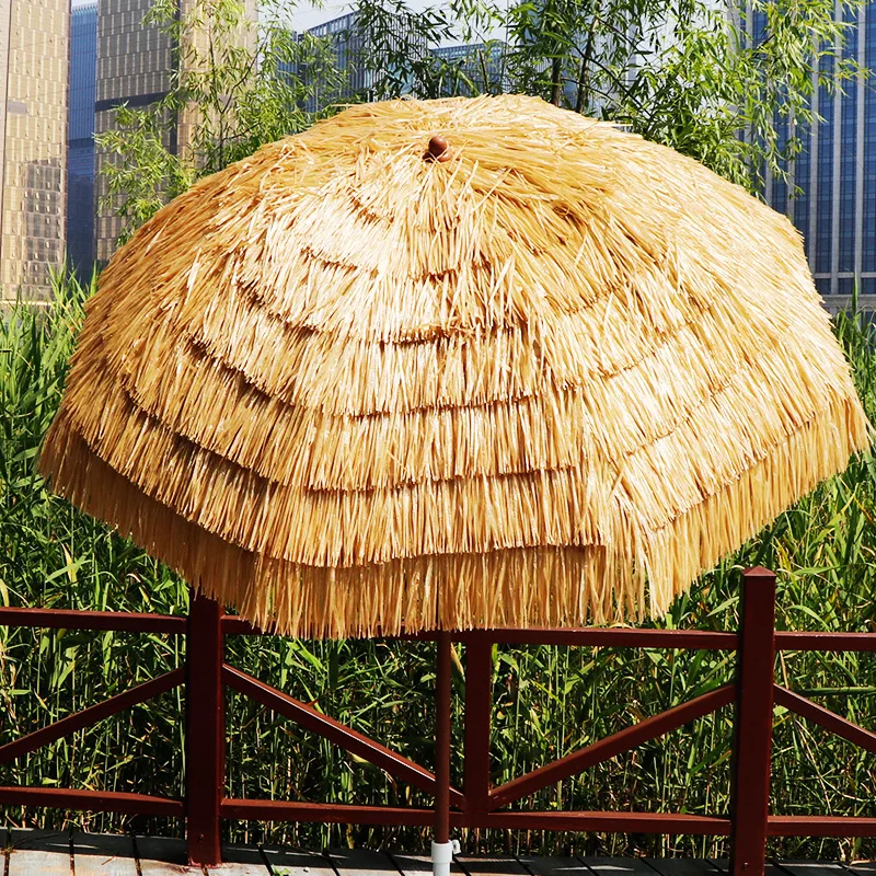 European Style Straw Umbrella for Fishing, Coffee Shop, Beach, Outdoor, Hotel, 8 Rib, 2.4m