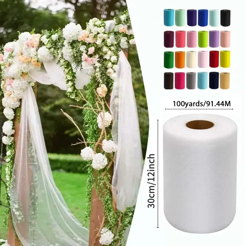 Tulle Roll Upgrade Large 12" x 100 Yards (300ft)（30cm X 91M) for Tutu Bow Birthday Party Wedding Decorations DIY 30CM*91M