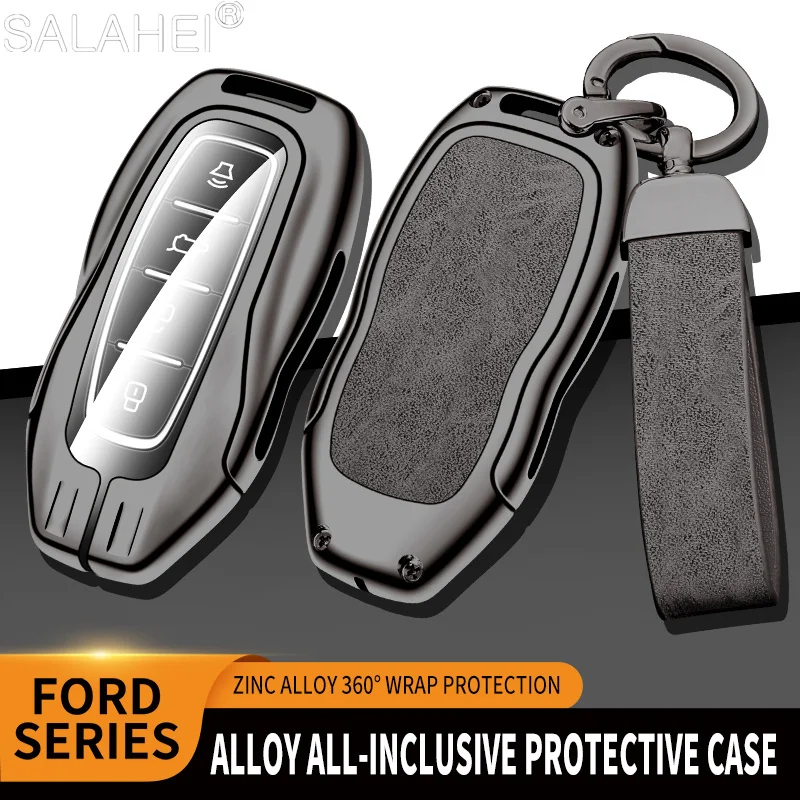 

Zinc Alloy Leather Car Key Case Cover Shell For Ford F150 Galaxy S-Max Explorer Ranger Escort Everest Auto Keychain Accessories