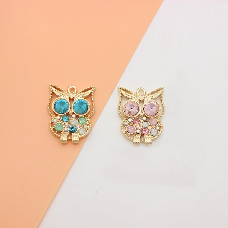 

5pcs New Cute Crystal Owl Charm DIY Accessories Earrings Necklace Bracelet Women Jewelry Making Findings