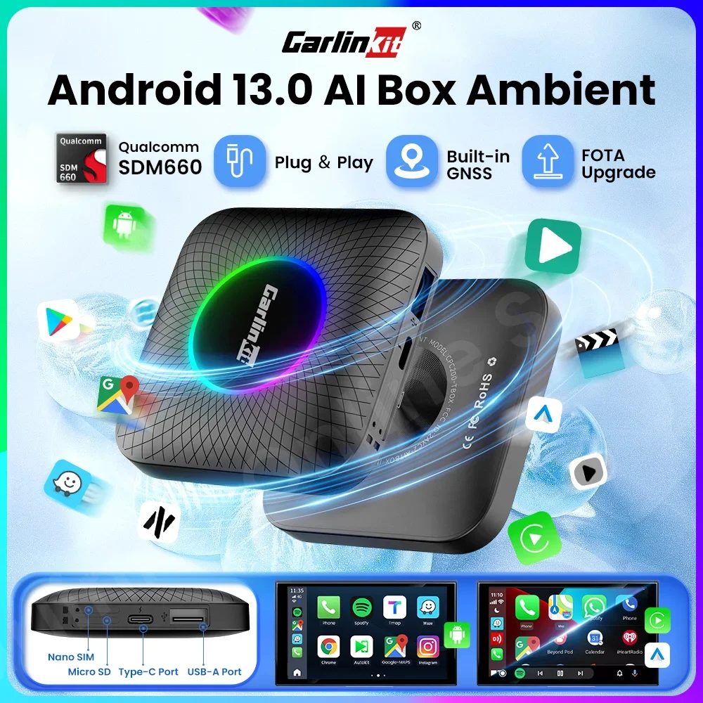 Carlinkit Tv Box SDM660 Qualcomm 8 Core Android 13 CarPlay