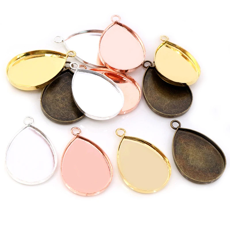 10pcs 18x25mm Hohe Qualität 4 Farben Überzogen Kupfer Drop Stil Zahn Cabochon Basis Cameo Einstellungen Cabochon cameo Basis