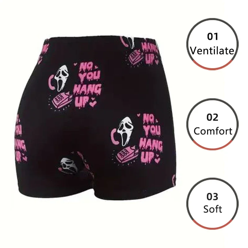 Sleep Shorts Women's Sleep Bottoms Boxers Shorts Pajamas Casual Sports Fitness Cartoon Halloween Print Soft Breathable Comfortable