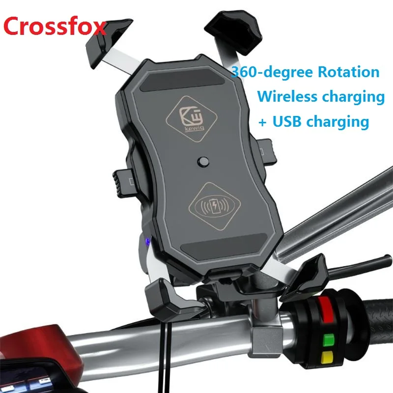 

Motorcycle ​360-degree Rotation USB Quick Charge QC3.0 & Wireless Qi ​Phone Holder 4.7-7 Inch ​For Huawei P50 P60 E Pro ART