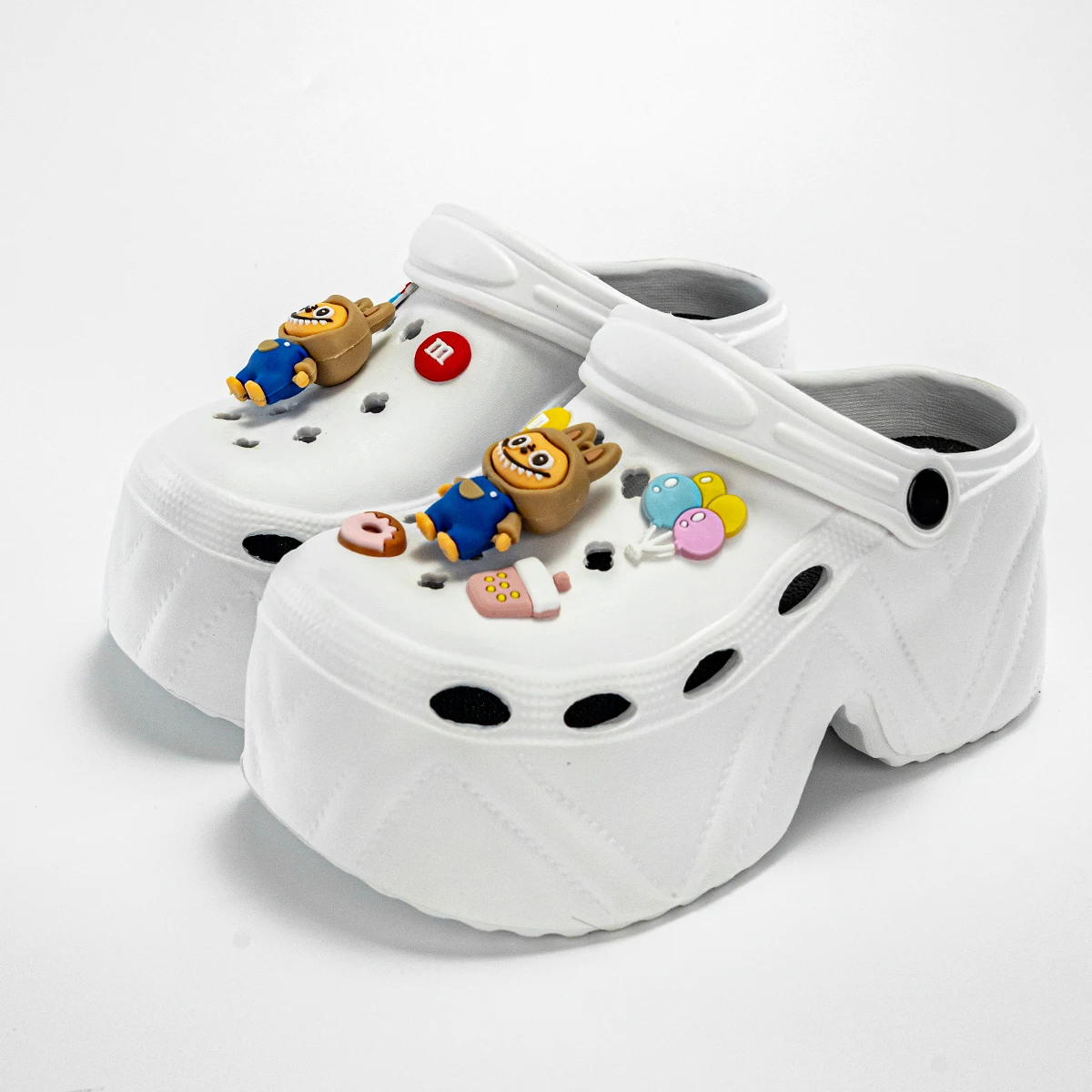 Labubu Fashionable High-Heeled Clogs – Cartoon Style with Imitation Leather Pattern, Trendy X8809 Design 1