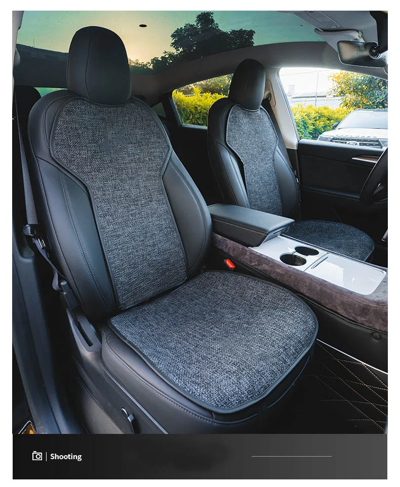 Für Tesla Model Y Juniper 2022, atmungsaktives Leinen-Sitzkissen, Rückenlehnen-Schutz, Abdeckung, Modell 3, Highland Summer Winter-Zubehör – Detail 7