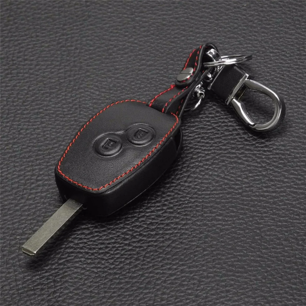 jingyuqin Remote 2 Buttons Leather Car Key Bag Holder Case Cover for Renault Clio Dacia Logan Sandero Megane Modus Espace Kangoo Key Case Key Case Cover Remote Control Case Cover
