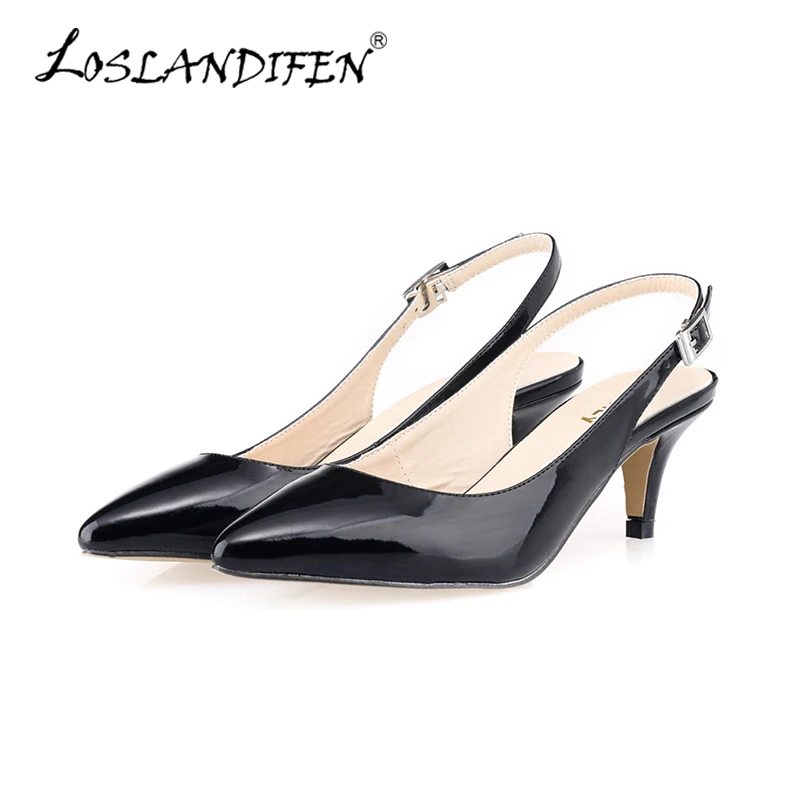 Daily all-match Sandal Shoes Pointed High Heels Large Size Pumps New 6cm Low Casual Back Empty Buckle Red Wedding shoes 2
