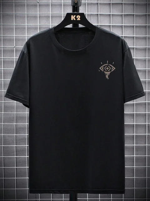 Casual Fashion T-shirt Men's Summer Personality Trend Round Neck Short Sleeve Loose and Comfortable Pure Cotton Men's Clothing 2