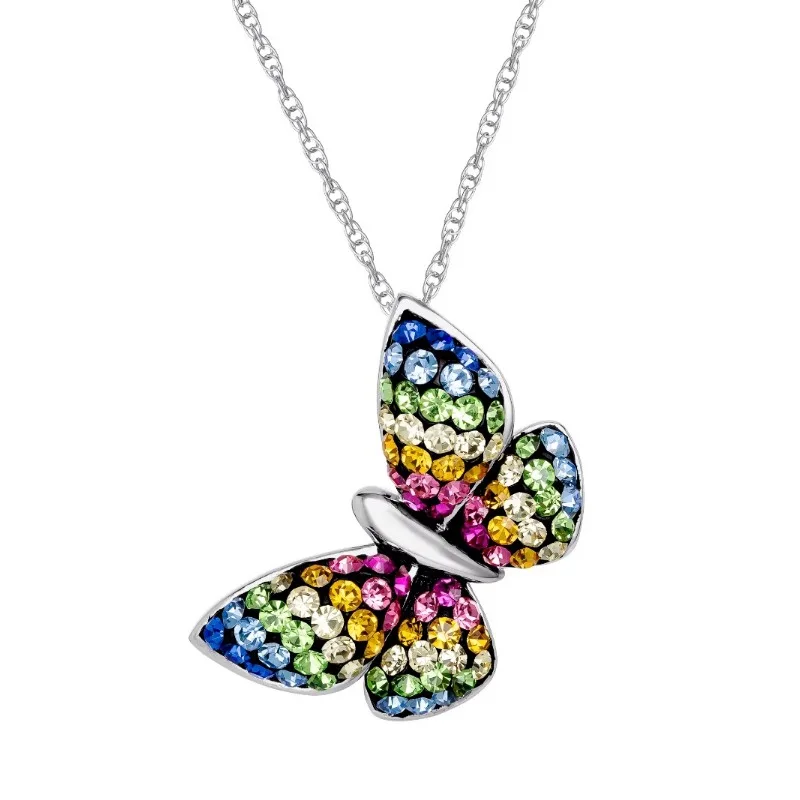 

Sterling Silver Crystal Butterfly Pendant 18" Chain
