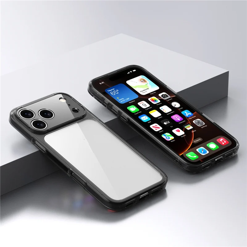 Luxury Hybrid Transparent Shockproof Phone Case with Clear Hard Acrylic Protective Back Cover