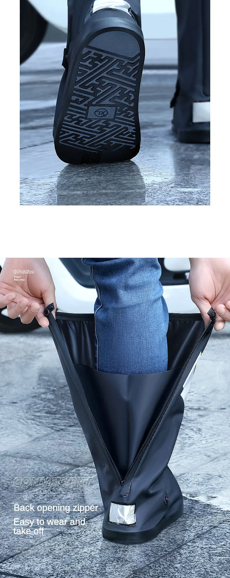 Description Picture 5 of itemHigh Tube Outdoor Waterproof Rain Anti-Slip Cycling Shoe Covers Motorcycle Pocket Service Hiking Shoes Fishing Wading Play Water