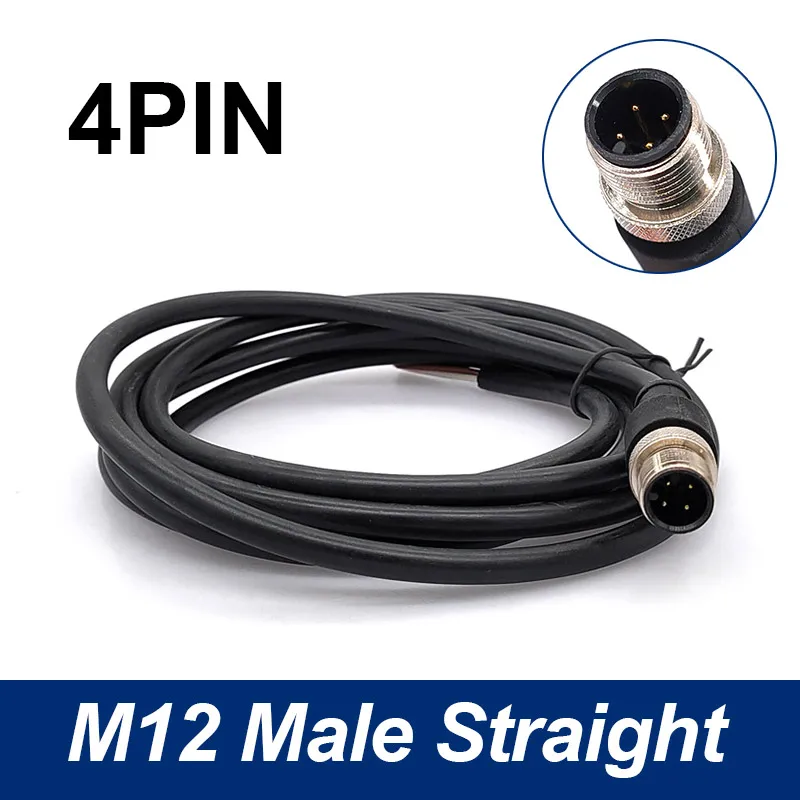 Waterproof M12 Sensor Connector Cable with Male & Female Plugs – 4, 5, 8 Pin, 2m PVC Injection Molded