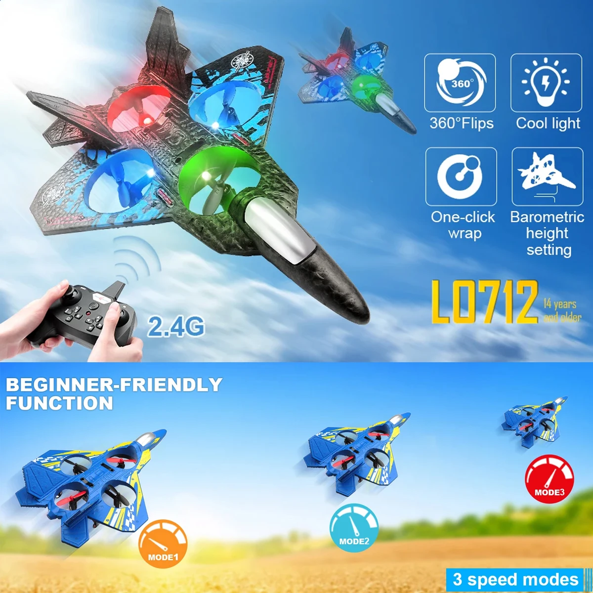 RC 비행기 6축 자이로 2.4G 360 ° 플립 스턴트 고정 고도 원격 제어 항공기 고정익 전투기 EPP 폼 장난감 어린이 선물