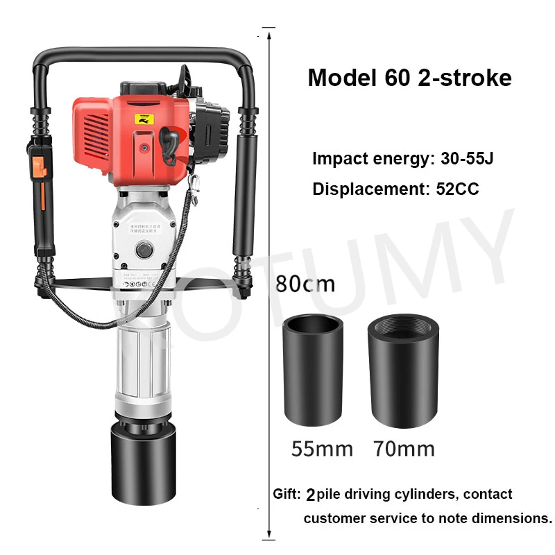 2400W 1900W 4 Stroke Pile Driver 2 Stroke Heavy Duty 68CC/52CC Gas T Post Hammer Farm Fence Garden Tool Railway Impact 4