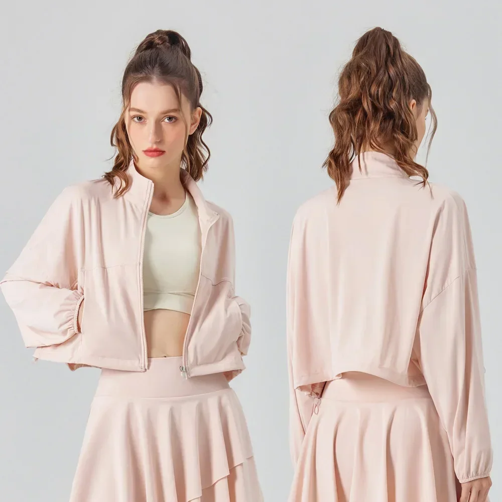 UV-Protective Tennis Jacket UPF 50+ Women Cool Feel Loose-Fit Sports and Fitness Jogging Top sports jacket