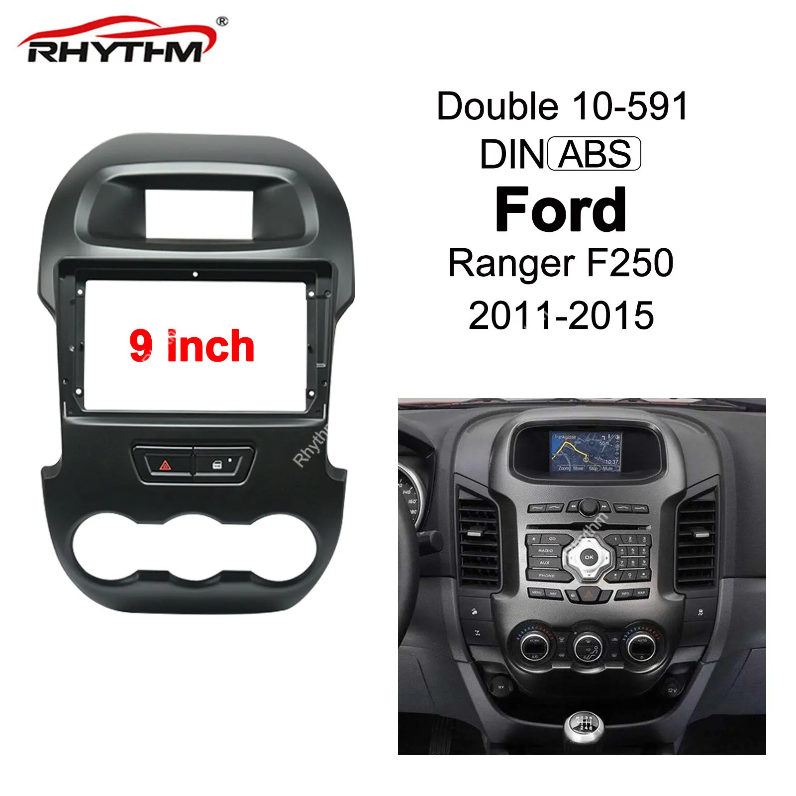 

Автомобильная Лицевая панель для Ford Ranger F250 2011-2015, подходит для 9-дюймового автомобильного радио, DVD, CD, рамка, аксессуары, приборная панель, устанавливаемая отделка