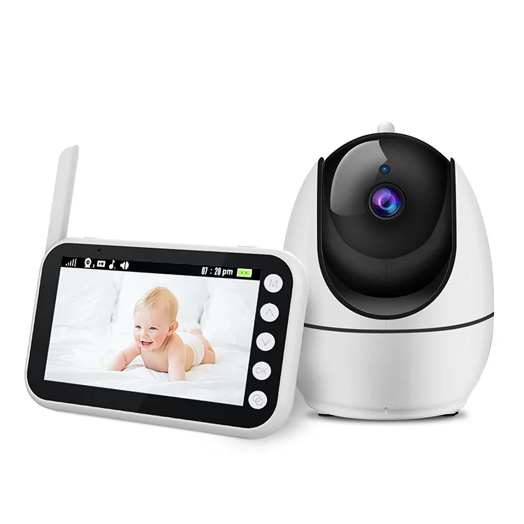 VAVA 5" 720P Video Baby Monitor with Spilt View 2 Cameras Audio and Visual Monitoring Infrared Night Vision and Thermal Monitor home camera system