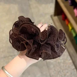 Elegant Lace Mesh Scrunchies for Women - Large Hair Accessory & Ponytail Holder (Brown 1 piece)
