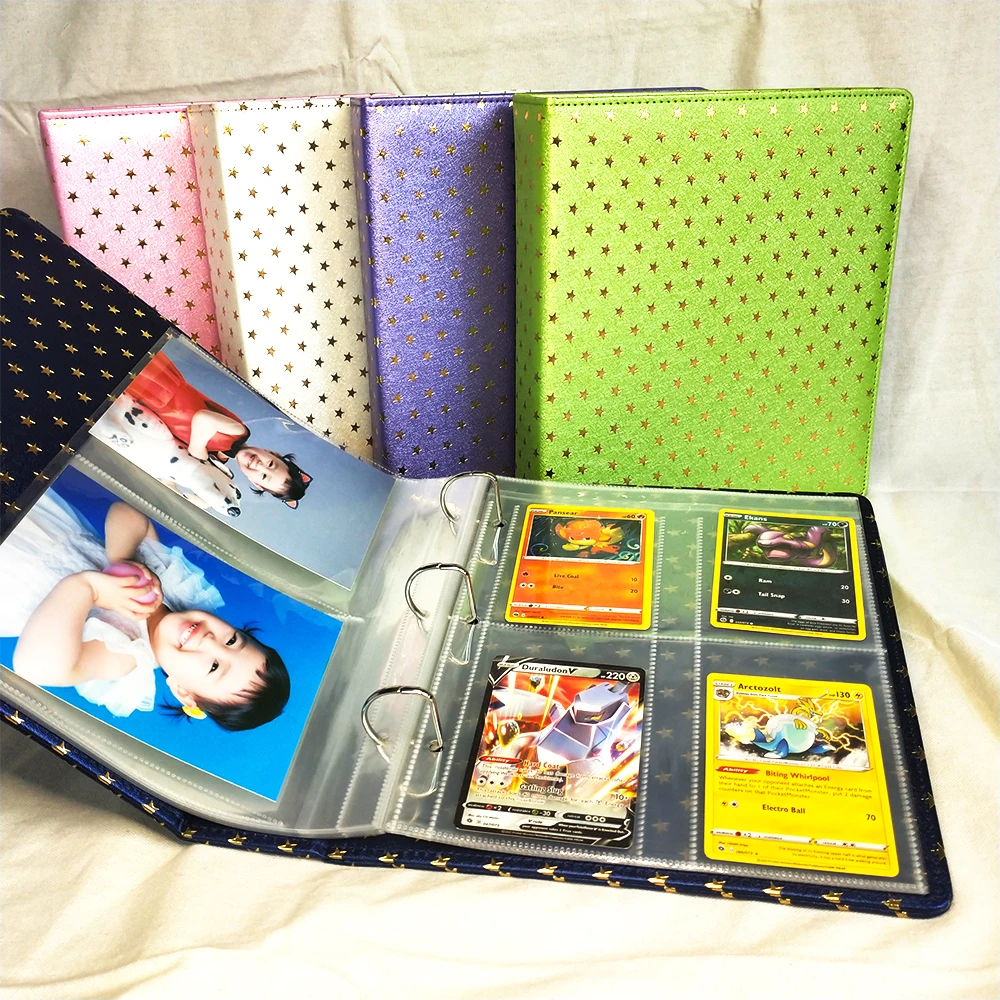 Pentagrama Couro Binder com Forma d Álbum de Fotos Photocard Capa Orçamento Notebook Planejamento Capa Recarregável a5 Anel × 10 × 15