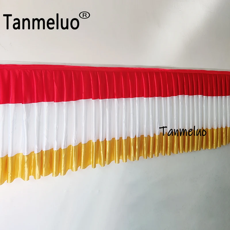 

Tricolor Table Skirt Wedding Party Ice Silk Tableware Cloth Baby Shower Table Skirts Decoration Birthday Party Home Decor