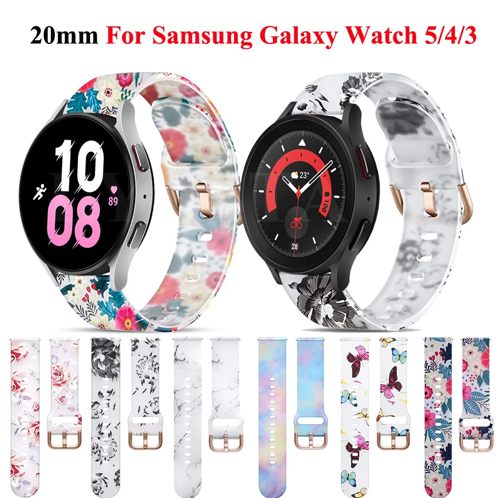 

Ремешок для наручных часов, спортивный браслет с принтом для Samsung Galaxy Watch 5 40 44 мм/Watch 4 Active 2 40 44 мм
