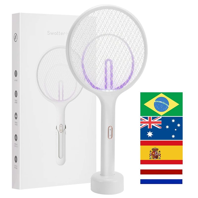 Fly Swatter Electric Insect Racket Rechargeable Bug Zapper Racket USB 2-In-1 Mosquito Killer Summer Trap For Home Indoor Outdoor