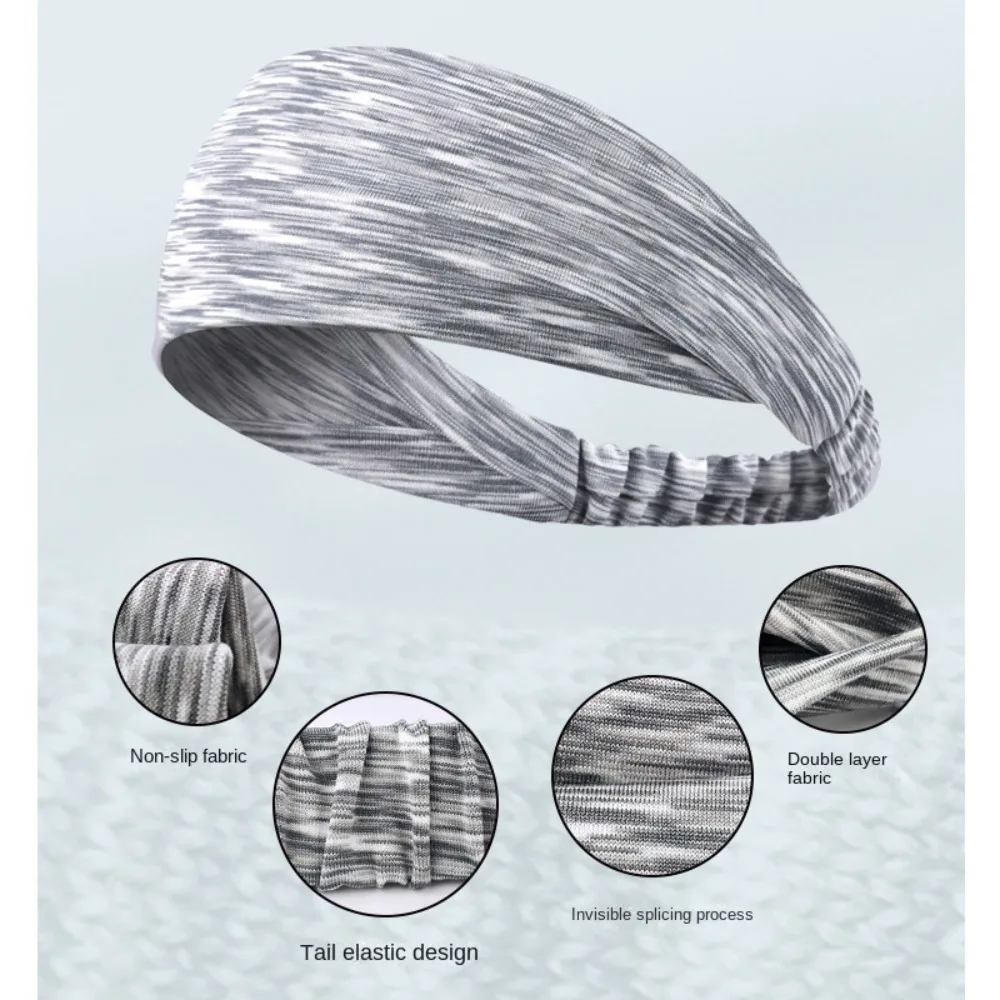 Elastic Breathable Wide Hair Bands Non Slip Anti-perspirant Soild Color Sports Headbands Sports Fitness Hair Accessories