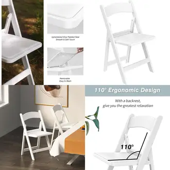 4-Pack White Resin Folding Chairs with Vinyl Padded Seat 1
