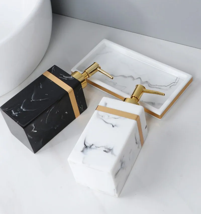 Nordic Resin Tray Hotel Marble Texture Storage Tray Bathroom Toiletries Counter trays Toiletries Dental Plates Bathroom Accessor storage tray