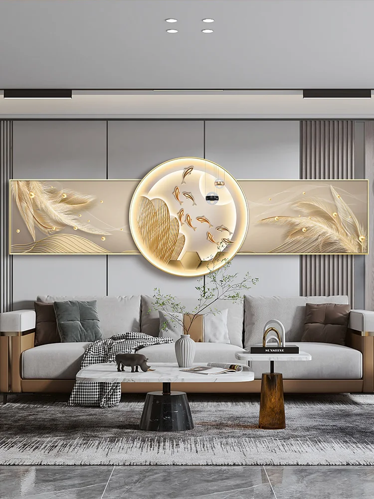 

LED lights light luxuries, high-end atmosphere, sofa, background wall decoration, painting, living room, hanging pictures