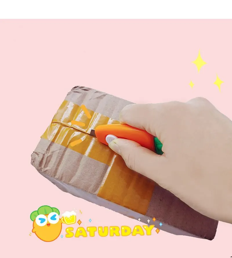 3pc Portable Small Art Knife Cartoon Shape Disassembling Express Knife Kawaii Carrot Office Paper Cutting for Student Tool