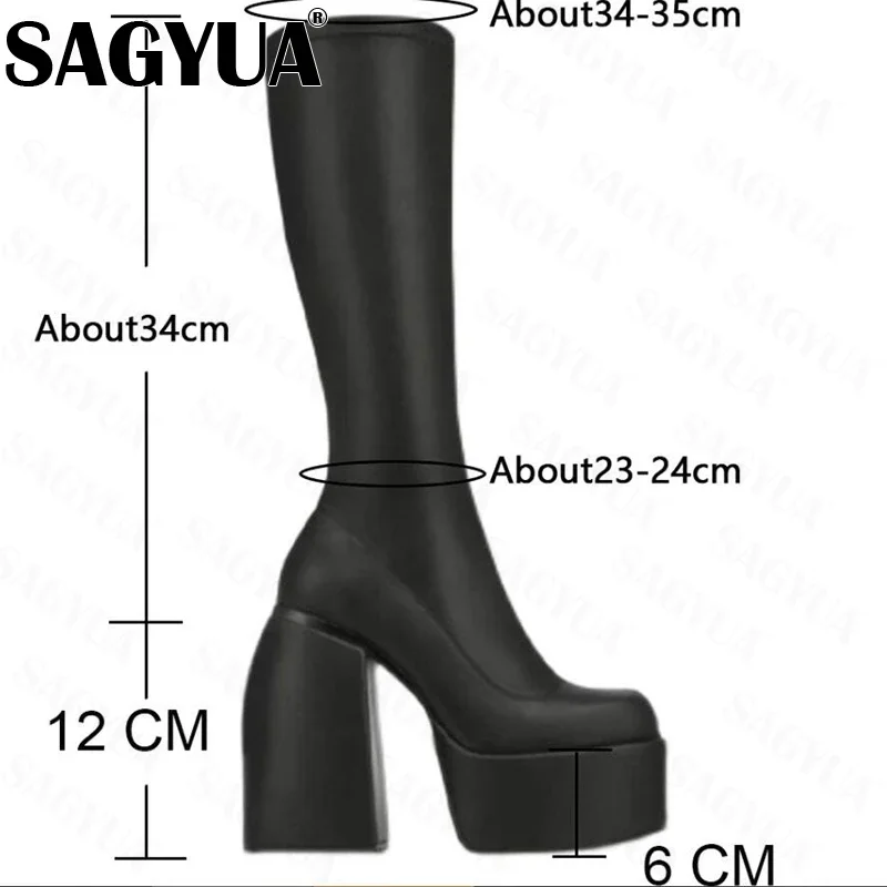 Top Qulaity Women Chunky Ankle Boots 2022 New Fashion Thick High Heels Platform Black Shoes Woman Pumps Party Long Chelsea Boots
