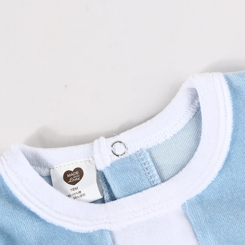 Baby-Velours-Strampler mit Füßen, Kinderkleidung, Langarm-Baby-Overall, Jungen- und Mädchen-Strampler, Baby-Jumpsuit, Größe 3-18 Monate – Detail 6
