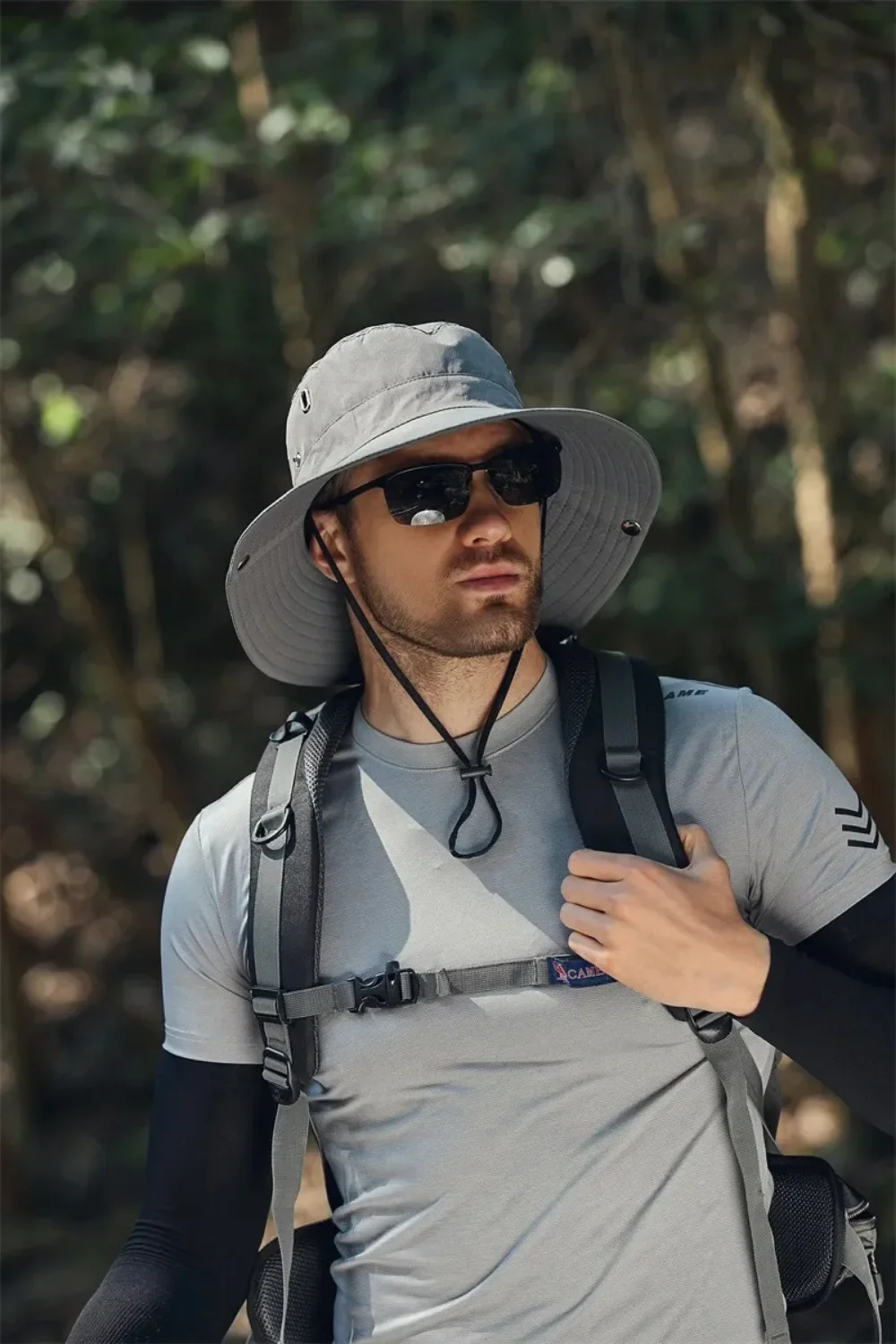 Sonnenhut für Herren, breite Krempe, wasserdicht, UPF50+, UV-Schutz, zum Angeln, Wandern, Camping, Outdoor, leicht, atmungsaktiv, Bucket Hat – Detail 9