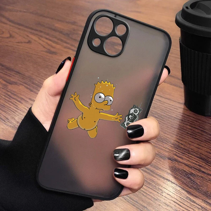 thumbnail image 1 of Funda de teléfono con dibujos animados de Los Simpsons para Apple, carcasa translúcida mate para iPhone 14, 13, 12, 11, XS, Mini Pro Max, 8, 7, XR, X, 1 of 5