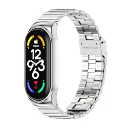Elegant Stainless Steel Metal Strap Bracelet - Mi Band 10 9 (Bamboo CS Silver)